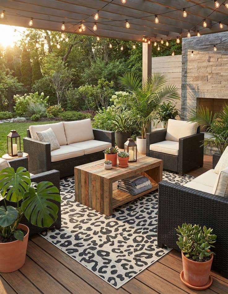 Detail image of 10' x 10'  Washable Safari Indoor / Outdoor Square Rug