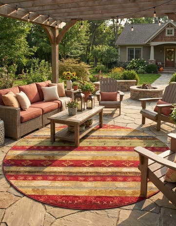 12' x 12' Easy-Clean Modern Indoor / Outdoor Round Rug