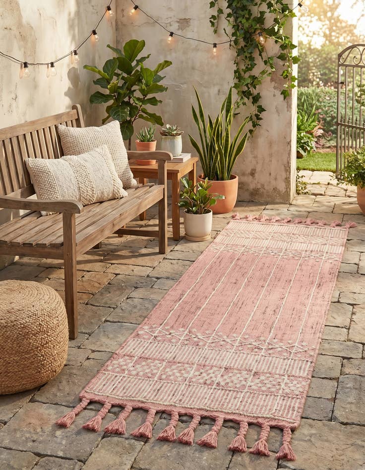 Detail image of 2' 2 x 8' 2 Easy-Clean Eco Bohemian Indoor / Outdoor Runner Rug