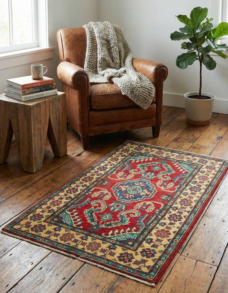 Detail image of 2' 8 x 4' 1  Hand Knotted Kazak Rug