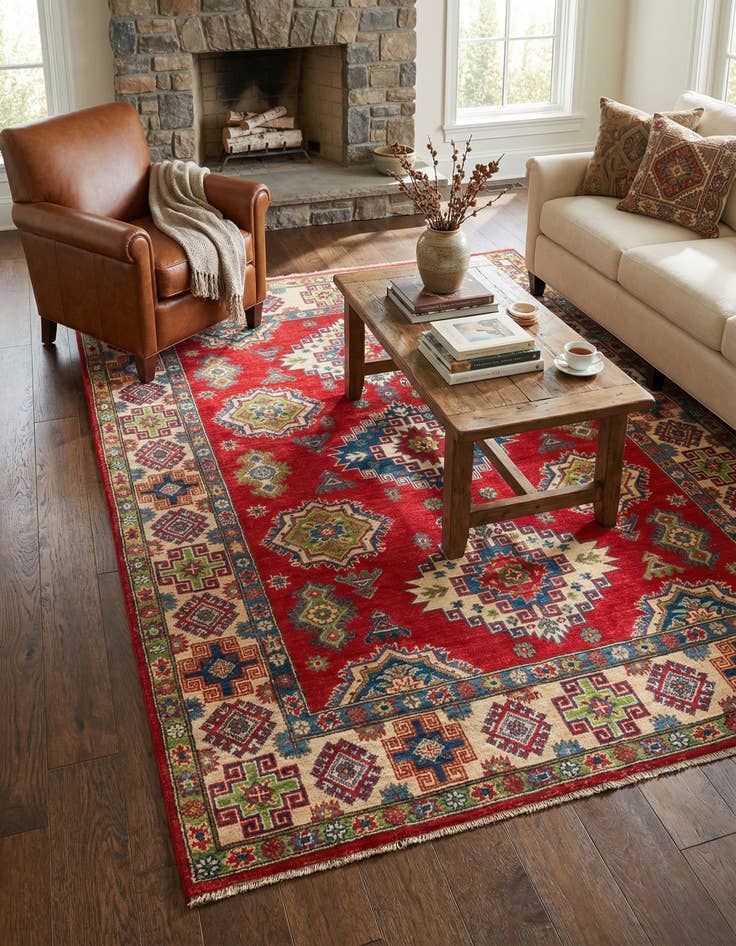 Detail image of 5' x 6' 9  Hand Knotted Kazak Rug