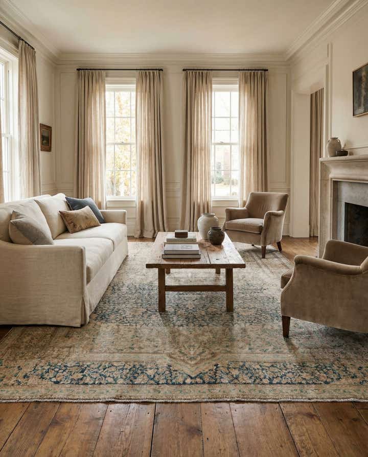 6' 4 x 9' Hand Knotted Ultra Vintage Persian Wool Rug