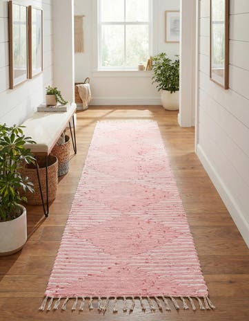 Rose Hand Woven Chindi Cotton Runner Rug