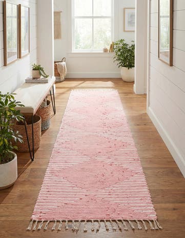 Rose Hand Woven Chindi Cotton Runner Rug