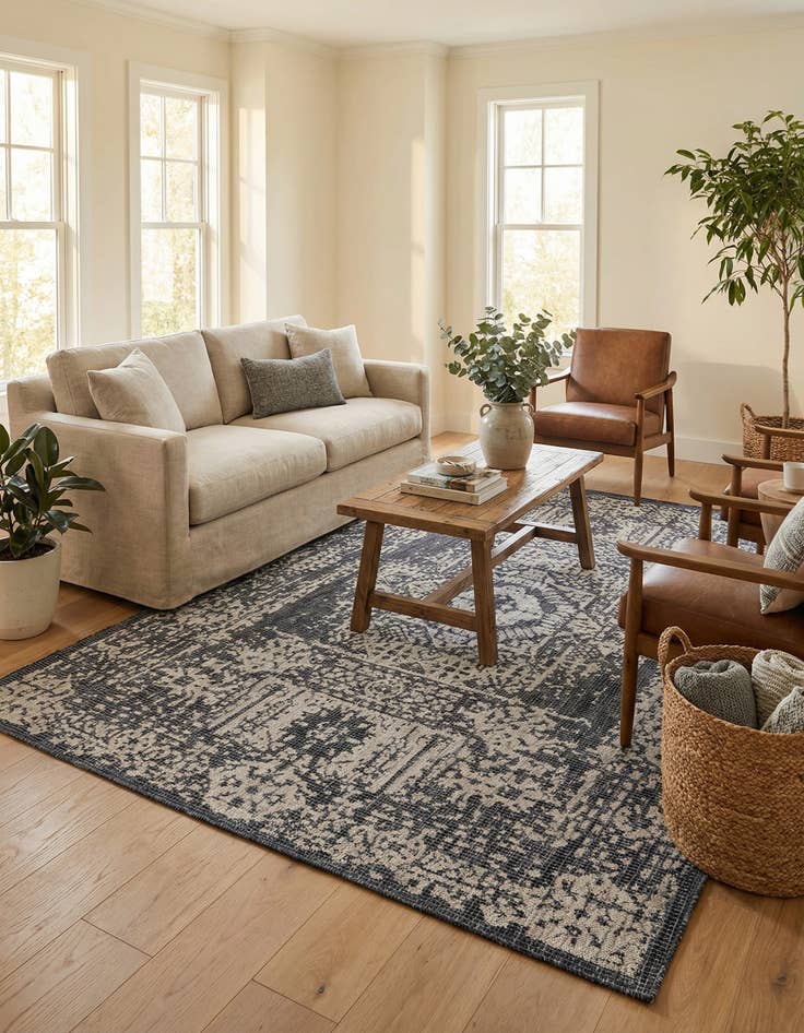 Detail image of 6' x 9'  Washable Traditional Indoor / Outdoor Rug