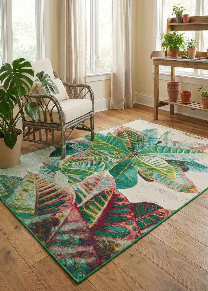 6' x 9' Easy-Clean Botanical Indoor / Outdoor Rug