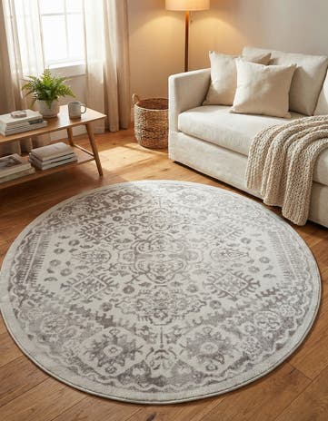 Cream Oxford Round Rug
