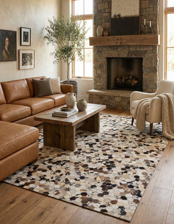 Detail image of  5' 1 x 7' 10 Cowhide Rug