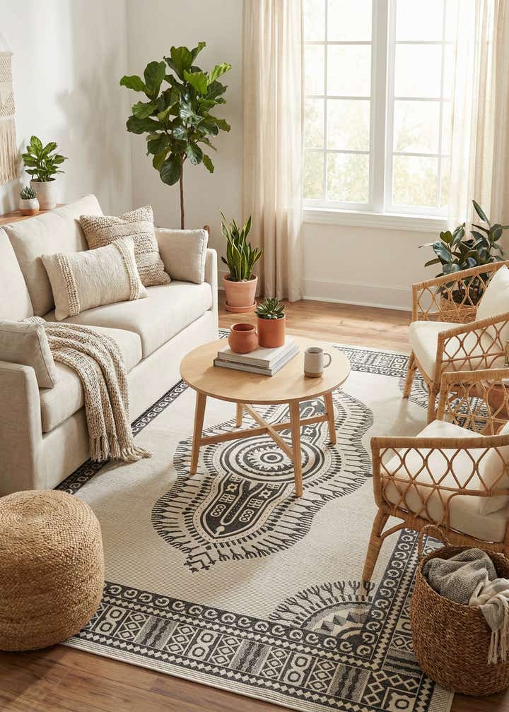 9' x 12' Easy-Clean Traditional Indoor / Outdoor Rug