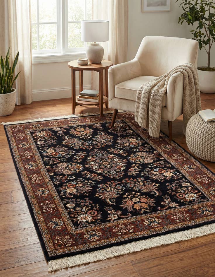 Detail image of  4' x 6'  Hand Knotted Sarough Oriental Wool Rug