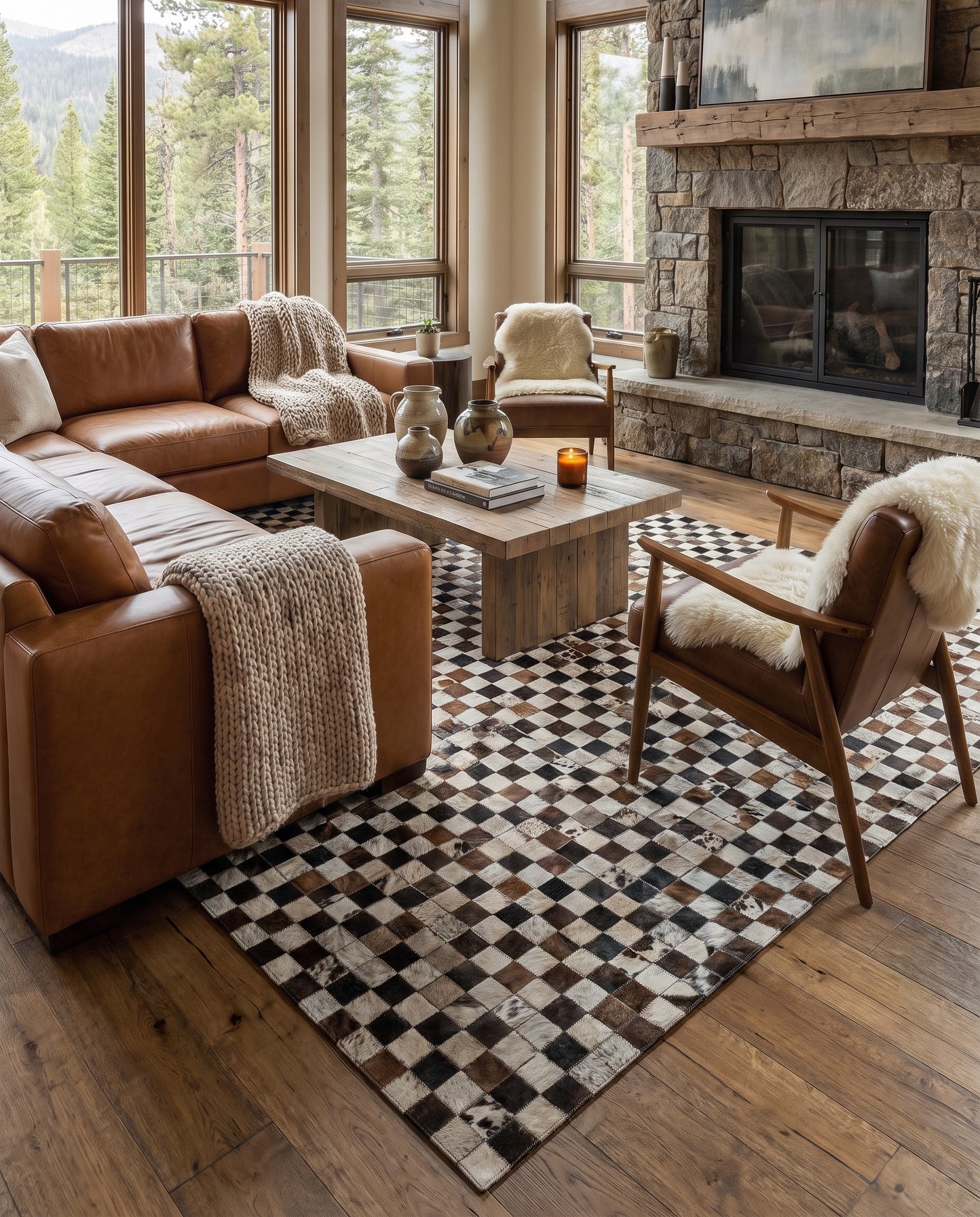 5' x 8' Cowhide Leather Rug