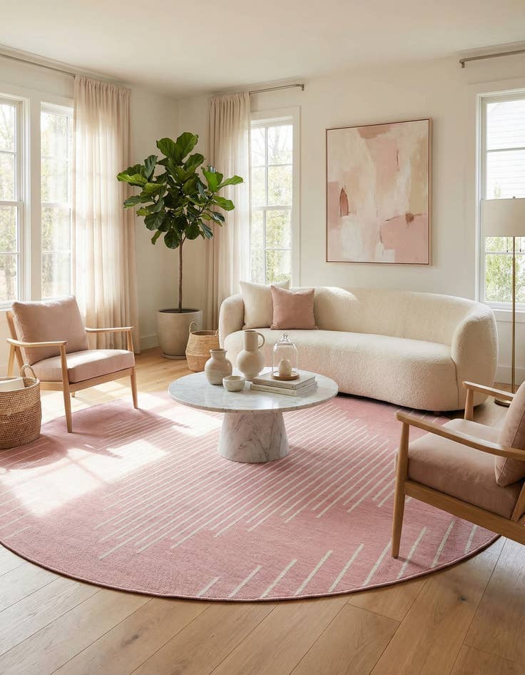 Detail image of 13' x 13'  Washable Modern Indoor / Outdoor Round Rug