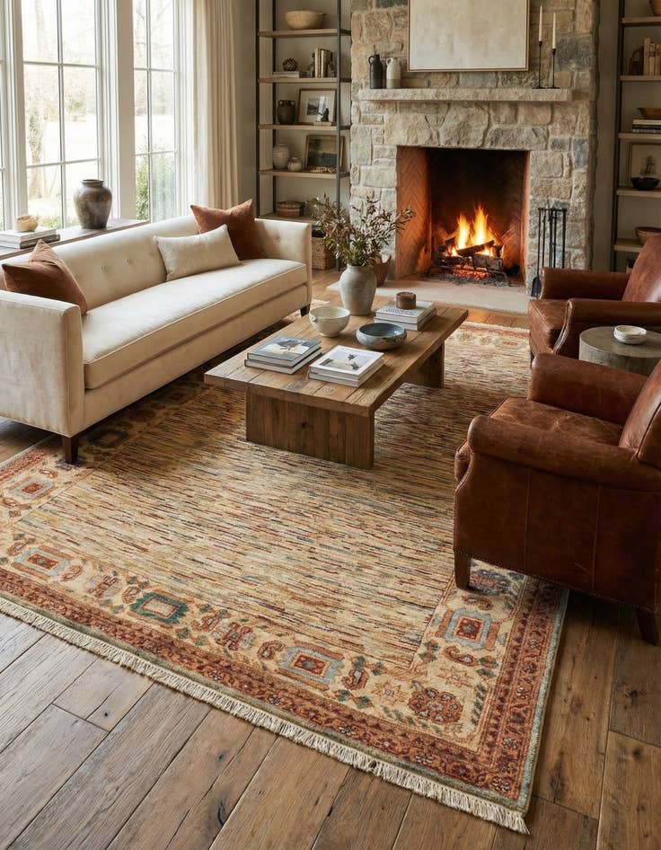 Detail image of 4' 10 x 6' 7  Hand Knotted Modern Ziegler Rug