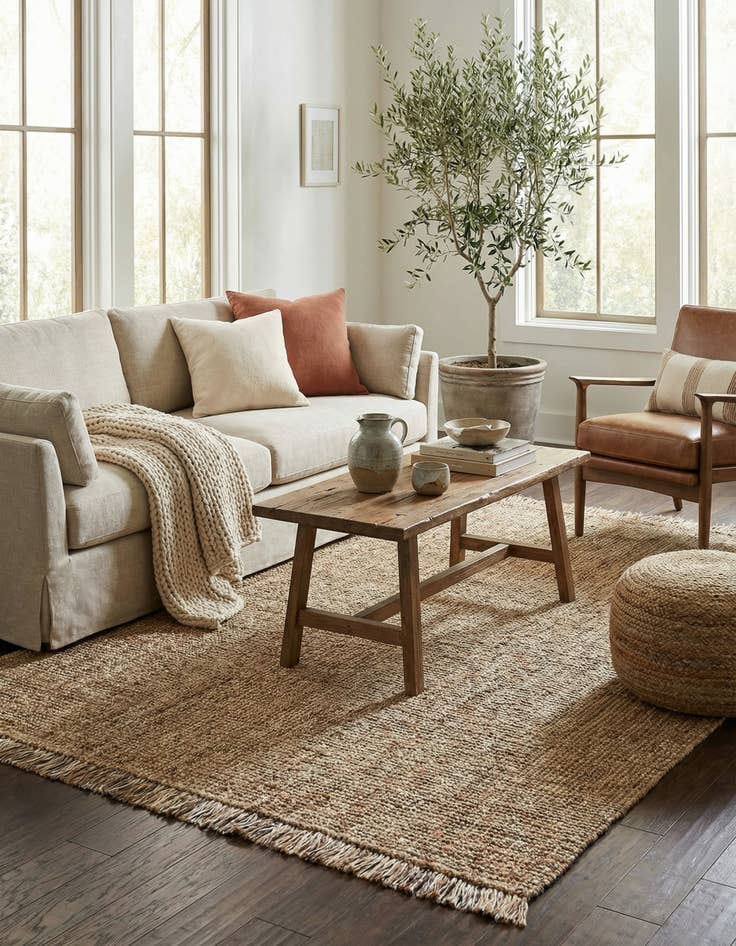 Detail image of 7' 10 x 10'  Hand Woven Chunky Jute Rug