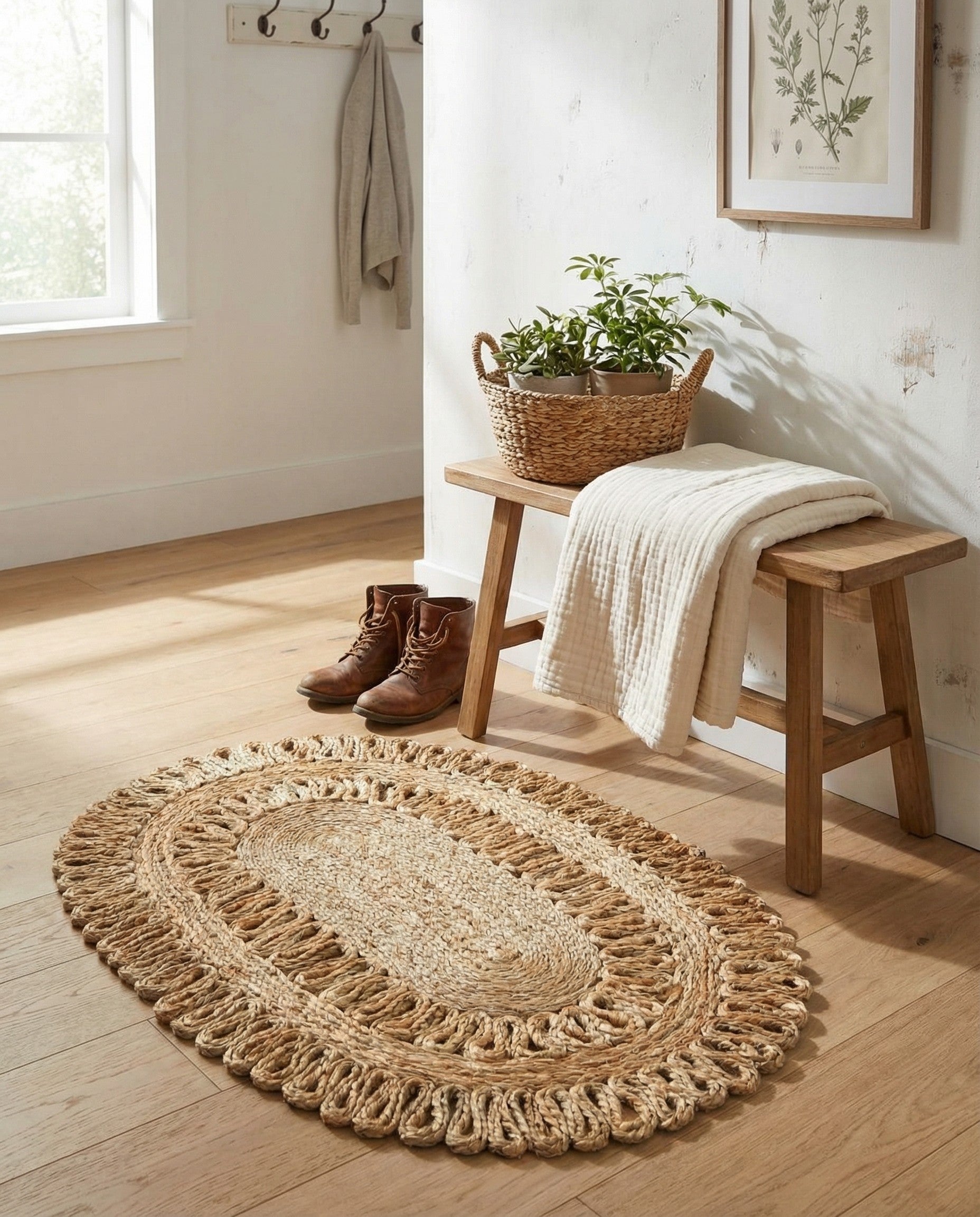  2' x 3' 1  Hand Braided Jute Oval Rug