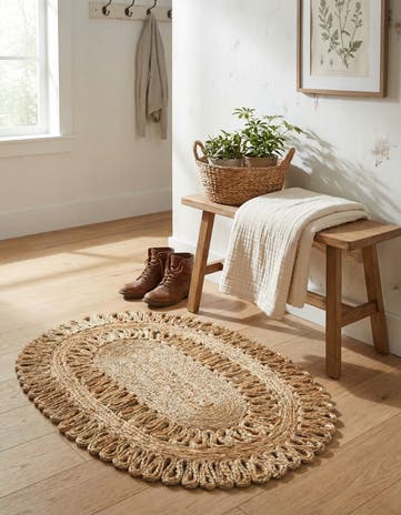 2' x 3' 1 Handmade Braided Jute Oval Rug