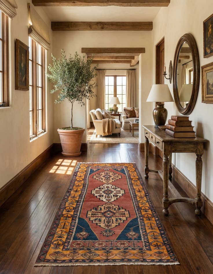 Detail image of  4' x 8' 4  Hand Knotted Shiraz Oriental Wool Runner Rug