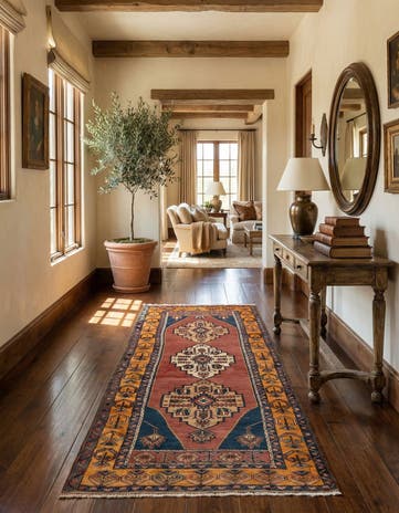 4' x 8' 4 Hand Knotted Shiraz Oriental Wool Runner Rug