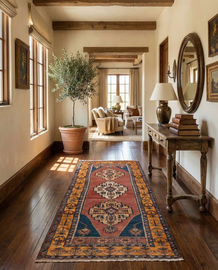 4' x 8' 4 Hand Knotted Shiraz Oriental Wool Runner Rug