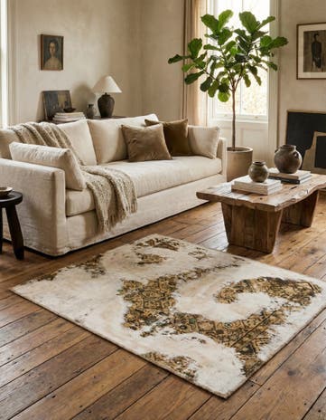 4' x 4' 8 Hand Knotted Ultra Vintage Persian Wool Square Rug