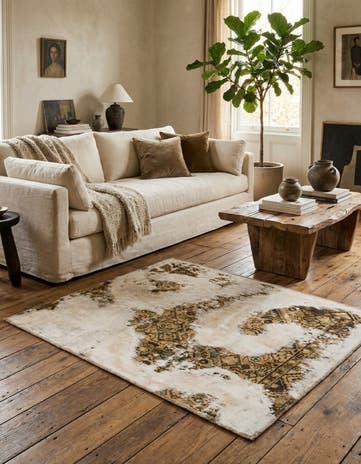 4' x 4' 8 Hand Knotted Ultra Vintage Persian Wool Square Rug