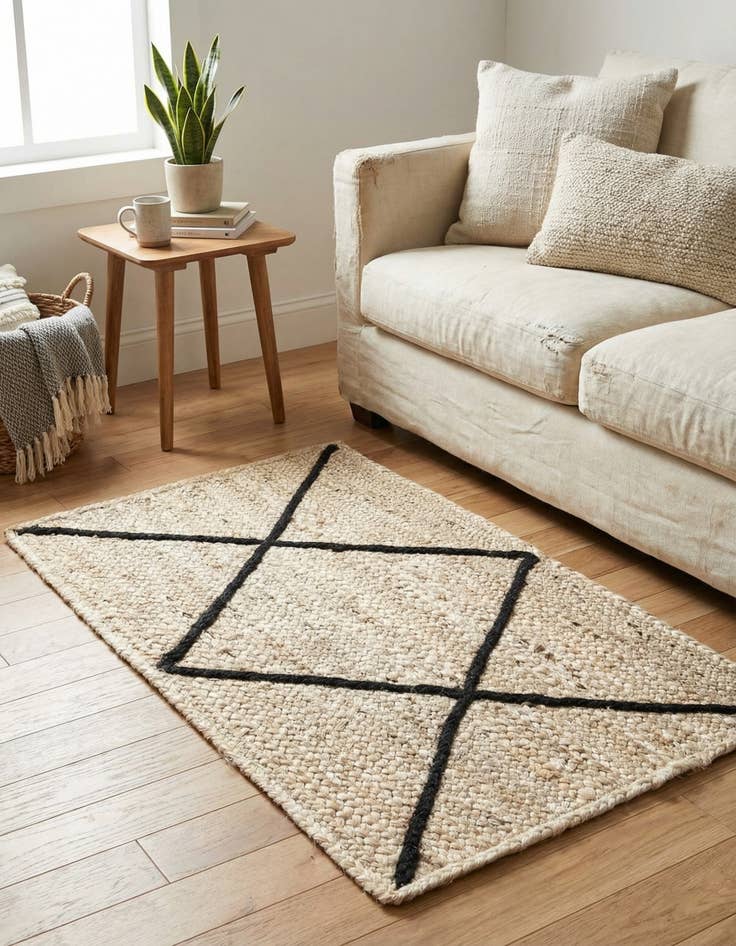 Detail image of  2' x 3' 1  Hand Braided Jute Rug