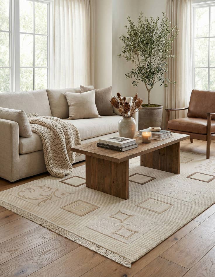 Detail image of  4' 1 x 6'  Hand Knotted Darya Wool Rug