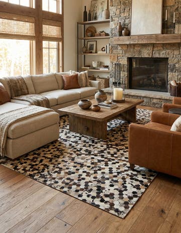 8' x 9' 8 Cowhide Leather Rug
