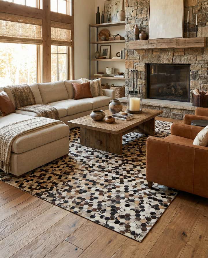 8' x 9' 8 Cowhide Leather Rug