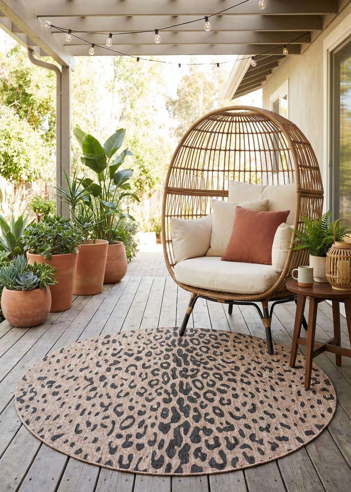 6' x 6' Easy-Clean Safari Indoor / Outdoor Round Rug