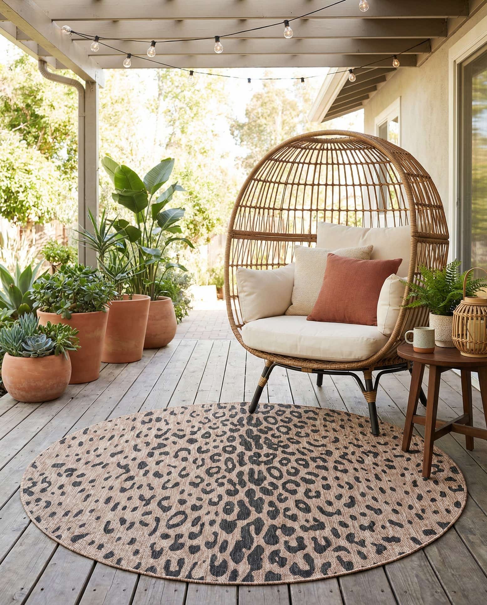 6' x 6' Easy-Clean Safari Indoor / Outdoor Round Rug