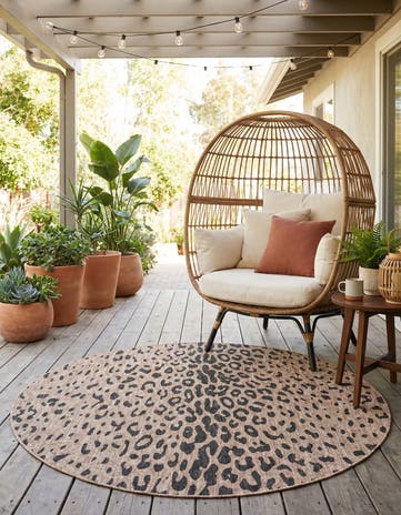 6' x 6' Easy-Clean Safari Indoor / Outdoor Round Rug
