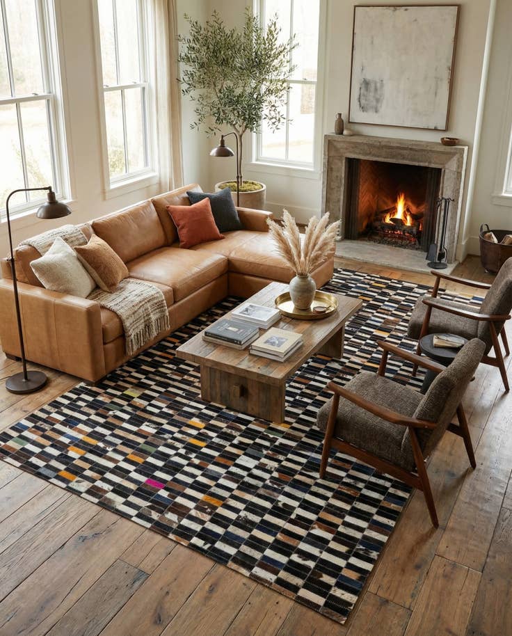 Detail image of 5' 1 x 7' 11 Cowhide - Patchwork Rug
