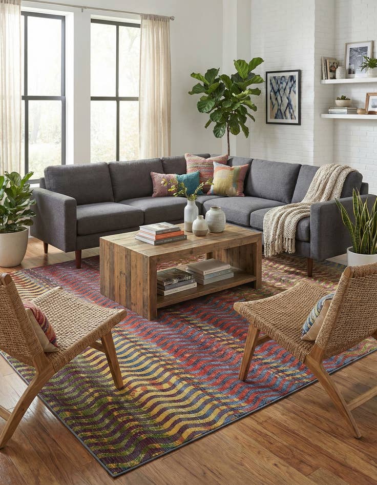 Detail image of 8' x 11' 4  Washable Modern Indoor / Outdoor Rug