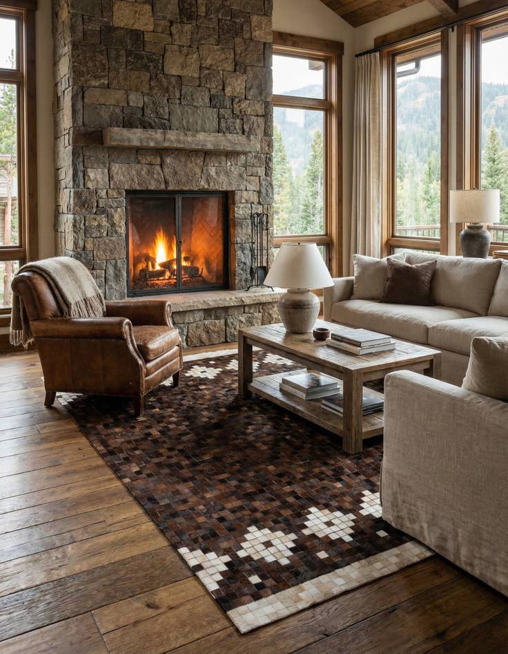 Detail image of 5' 1 x 7' 11 Cowhide Stocks Rug