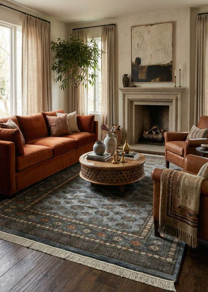 7' 6 x 9' 8 Hand Knotted Torkaman Persian Wool Rug