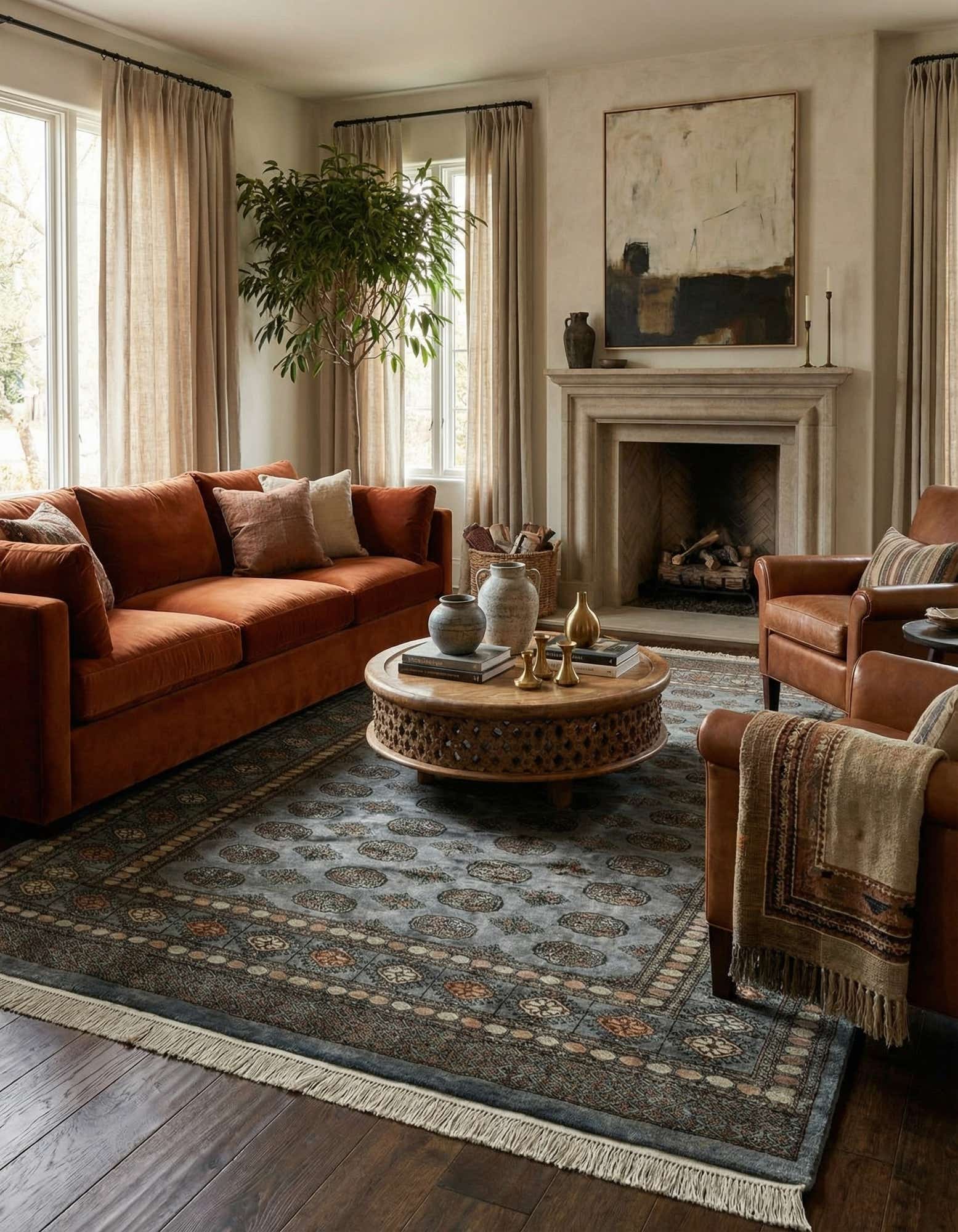 7' 6 x 9' 8 Hand Knotted Torkaman Persian Wool Rug