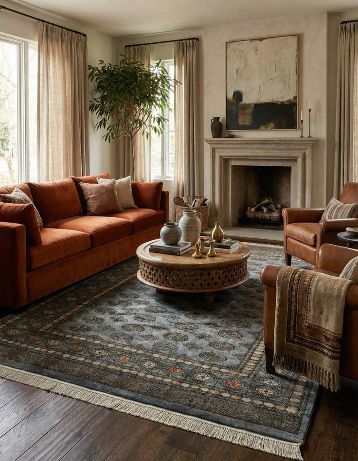 Detail image of 7' 6 x 9' 8 Hand Knotted Torkaman Persian Wool Rug