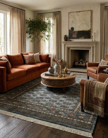 7' 6 x 9' 8 Hand Knotted Torkaman Persian Wool Rug