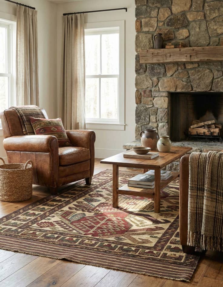 Detail image of  4' 1 x 6' 3  Hand Knotted Sumak Wool Rug