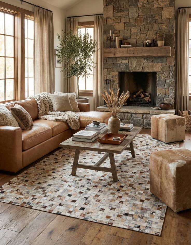 Detail image of 5' 1 x 7' 11 Cowhide Stocks Rug