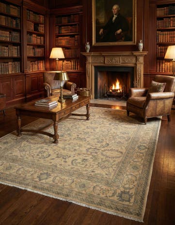 8' 4 x 10' Hand Knotted Indo Tabriz Wool Rug