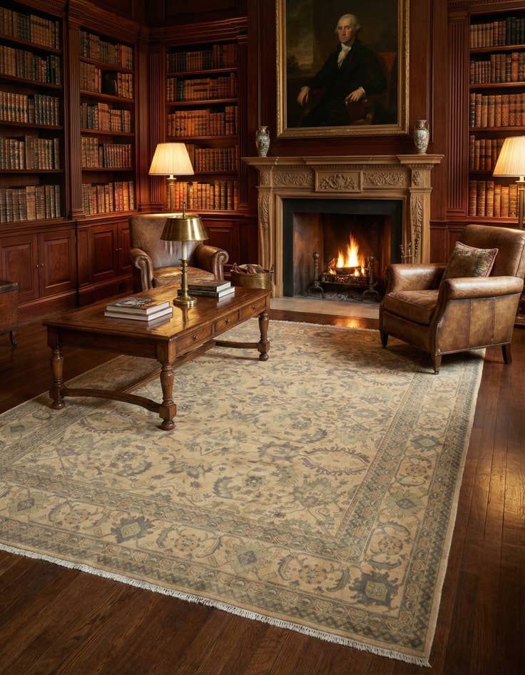 Detail image of  8' 4 x 10'  Hand Knotted Indo Tabriz Wool Rug