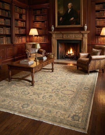 8' 4 x 10' Hand Knotted Indo Tabriz Wool Rug