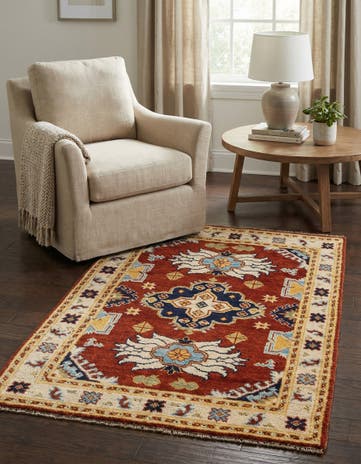 4' x 5' 10 Hand Knotted Kazak Wool Rug