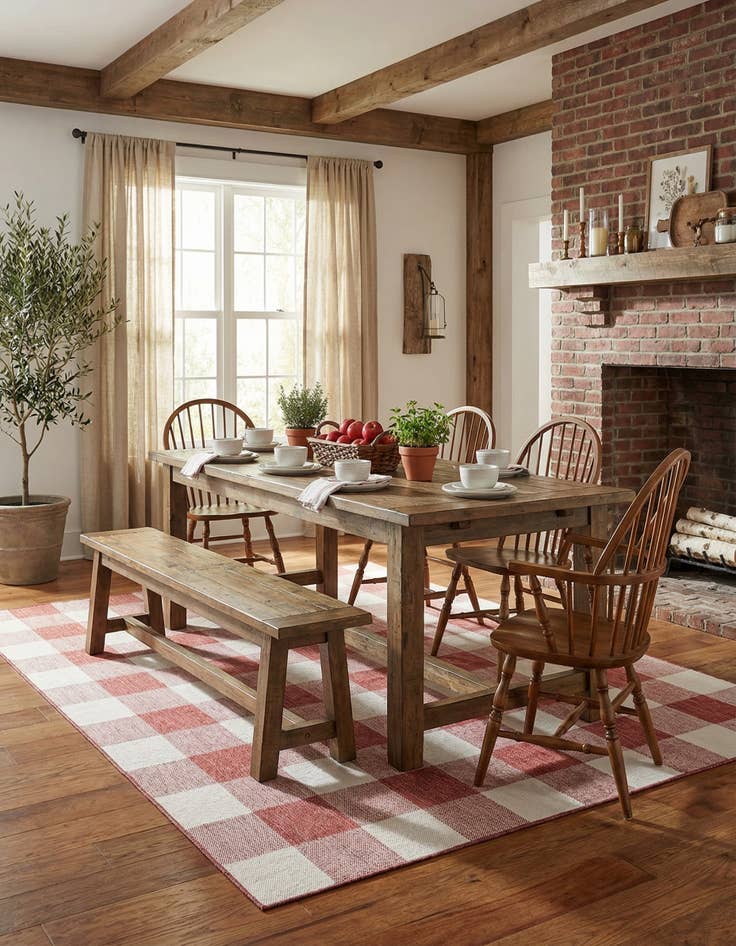 Detail image of  7' 10 x 10'  Washable Checkered Indoor / Outdoor Rug