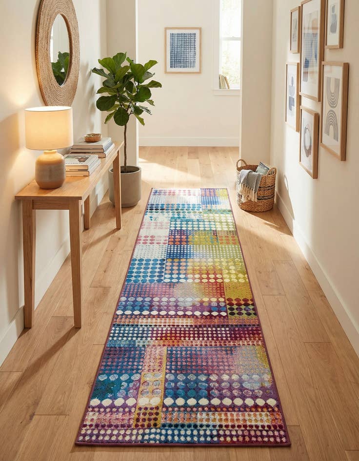 Detail image of 2' 7 x 10'  Washable Modern Indoor / Outdoor Runner Rug