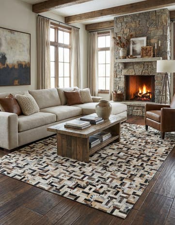 5' 4 x 7' 10 Cowhide Leather Rug