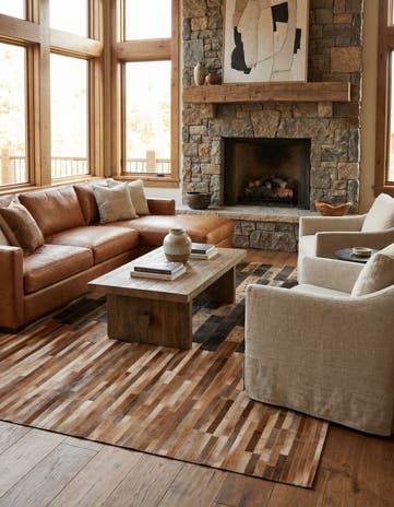 5' x 7' 10 Cowhide Leather Rug