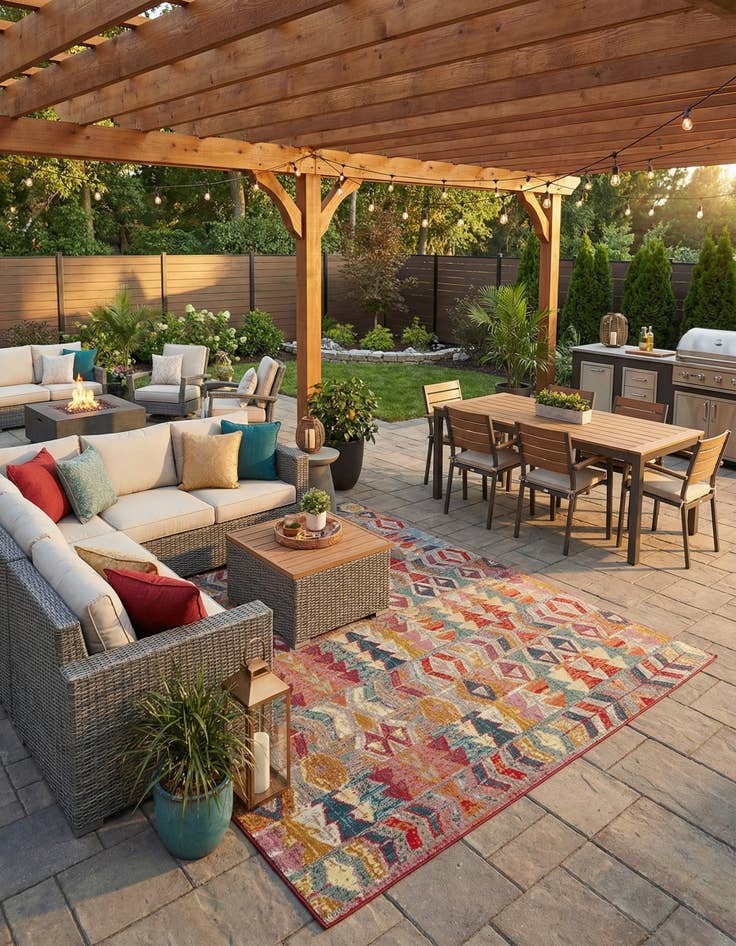 Detail image of 10' x 14'  Washable Modern Indoor / Outdoor Rug